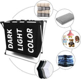 3 in 1 Large 135L Laundry Clothes Hamper Basket with Waterproof bags and Aluminum Frame (Black) - 45-Degree Angle