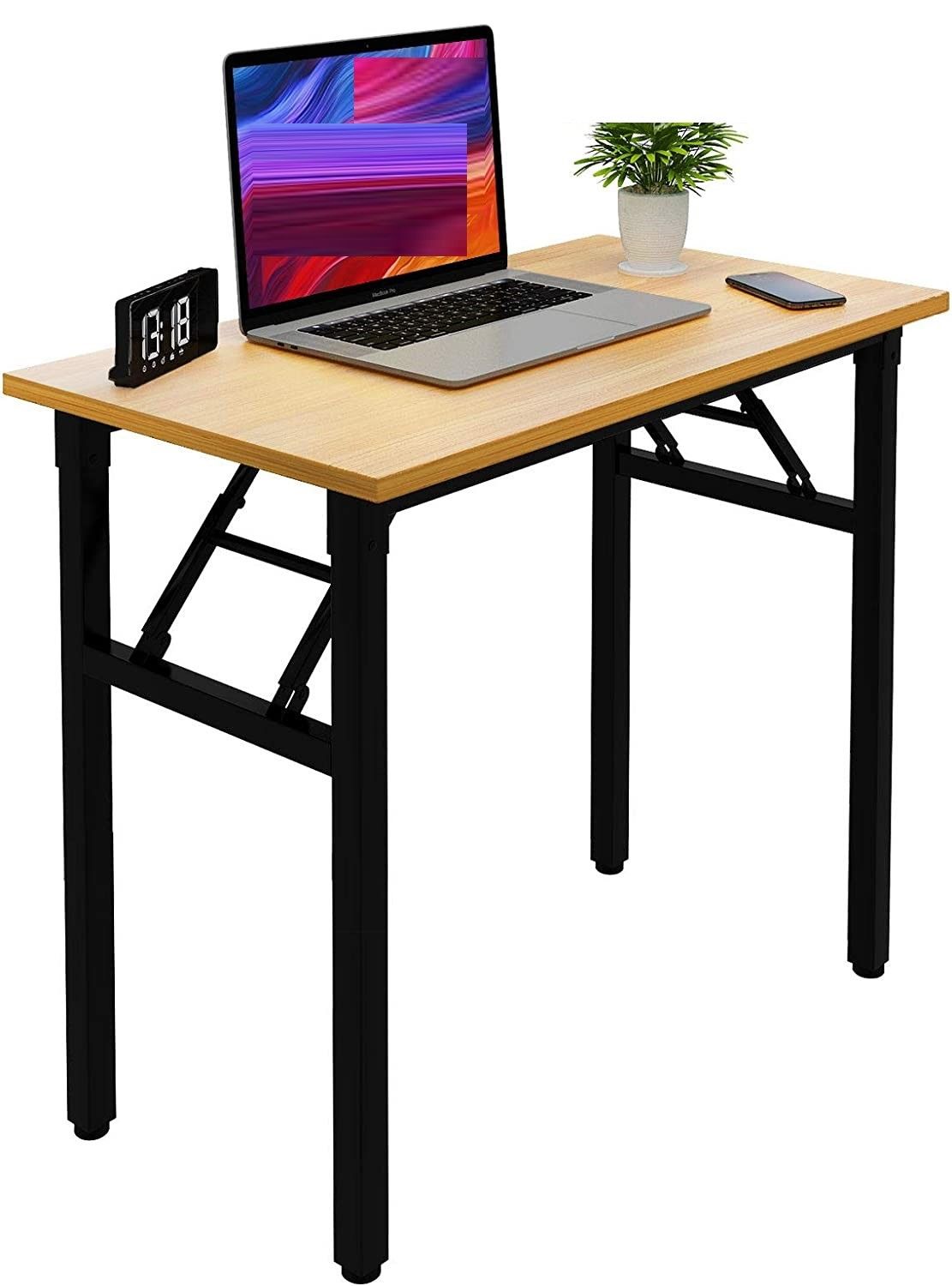 Sturdy and Heavy Duty Foldable Office Computer Desk (Teak 80cm)