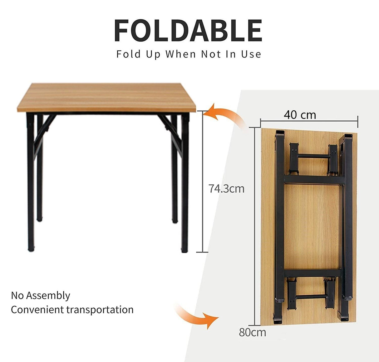 Sturdy and Heavy Duty Foldable Office Computer Desk (Teak 80cm)