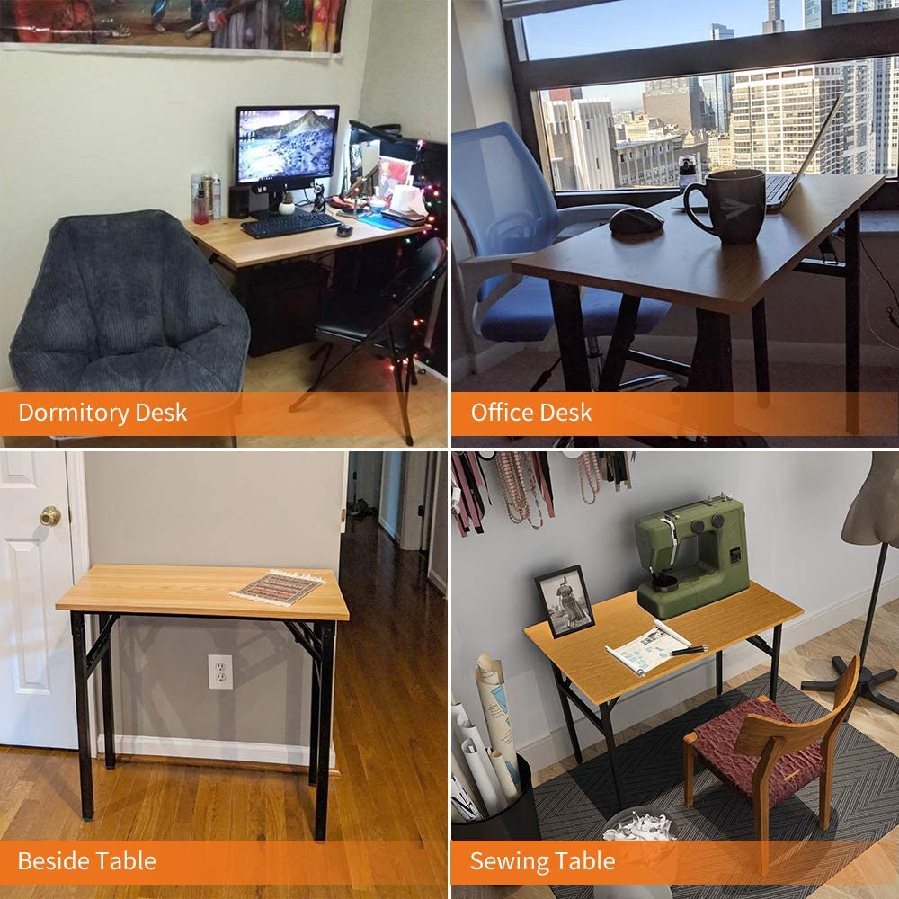 Sturdy and Heavy Duty Foldable Office Computer Desk (Teak 80cm)