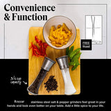 Modern Stainless Steel Salt and Pepper Grinder Set - Top-Down View