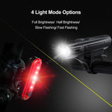 Waterproof Rechargeable LED Bike Lights Set (2000mah Lithium Battery, IPX4, 2 USB Cables) - Side View