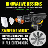 Waterproof Rechargeable LED Bike Lights Set (2000mah Lithium Battery, IPX4, 2 USB Cables) - Top-Down View