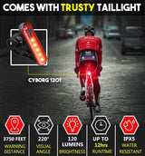 Waterproof Rechargeable LED Bike Lights Set (2000mah Lithium Battery, IPX4, 2 USB Cables) - 45-Degree Angle