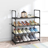 Multi-Level Powder-Coated Metal Shoe Organizer - 4-Tier Rack for Up to 15 Pairs (55cm Black) - Front View