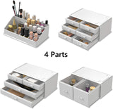Makeup Cosmetic Organizer Storage with 12 Drawers Display Boxes (White) - Rear View
