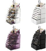 Makeup Cosmetic Organizer Storage with 12 Drawers Display Boxes (White) - Low Angle