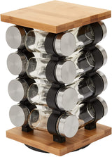 12-Jar Rotating Spice Rack Organizer for Kitchen Storage