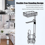 Toilet Paper Holder Stand and Storage Dispenser with Shelf for Bathroom - Front View