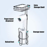 Toilet Paper Holder Stand and Storage Dispenser with Shelf for Bathroom - Side View