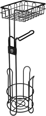 Toilet Paper Holder Stand and Storage Dispenser with Shelf for Bathroom - Rear View