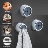 3 Pack Self Adhesive Round Towel Hooks for Kitchen and Bathroom - Rear View