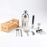 Steel Shaker Cocktail Bar Set Kit with 13 Pieces Bar Utensils - Front View