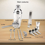 Steel Shaker Cocktail Bar Set Kit with 13 Pieces Bar Utensils - 45-Degree Angle