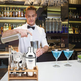 Steel Shaker Cocktail Bar Set Kit with 13 Pieces Bar Utensils - Rear View