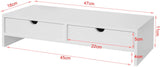 White Monitor Stand Desk Organizer with 2 Drawers - Top-Down View