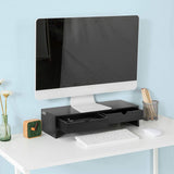Black Monitor Stand Desk Organizer with 2 Drawers - Side View