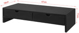 Black Monitor Stand Desk Organizer with 2 Drawers - 45-Degree Angle