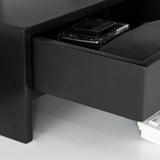 Black Monitor Stand Desk Organizer with 2 Drawers - Low Angle