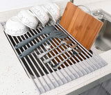 Over The Sink Multipurpose Roll-Up Dish Drying Rack (52 x 33 cm) - 45-Degree Angle