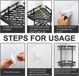 2 Pack Aluminum Adhesive Shower Caddy Corner Shelf Storage Rack for Bathroom - 45-Degree Angle