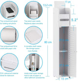 Compact White Toilet Paper Holder with Open Storage Shelf (80 cm) - Front View