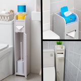 Compact White Toilet Paper Holder with Open Storage Shelf (80 cm) - Side View
