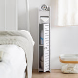 Compact White Toilet Paper Holder with Open Storage Shelf (80 cm) - 45-Degree Angle
