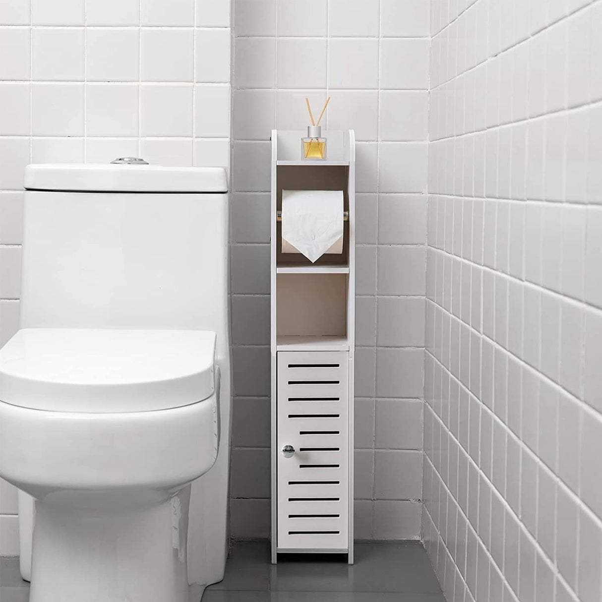 Compact White Bathroom Toilet Paper Holder with Roller (76cm)