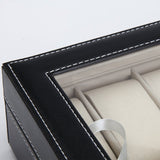 Black PU Leather Watch Organizer Display Storage Box Cases for Men & Women (10 slots) - 45-Degree Angle