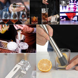 Premium 12-Piece Stainless Steel Cocktail Shaker Set with Bamboo Storage Rack - 45-Degree Angle