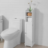Toilet Paper Holder with Storage, Freestanding Cabinet, Toilet Brush Holder and Toilet Paper Dispenser 20x100x18 cm - Front View