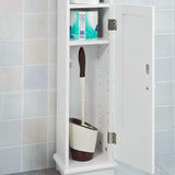 Toilet Paper Holder with Storage, Freestanding Cabinet, Toilet Brush Holder and Toilet Paper Dispenser 20x100x18 cm - 45-Degree Angle