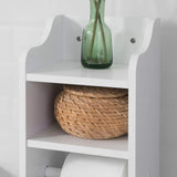Toilet Paper Holder with Storage, Freestanding Cabinet, Toilet Brush Holder and Toilet Paper Dispenser 20x100x18 cm - Rear View