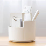 360 degree rotating multi-functional pen holder with 3 separate layer for office desk organiser (Grey) - Close-Up Angle
