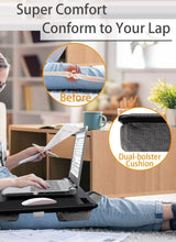 Portable Laptop Desk with Device Ledge, Mouse Pad and Phone Holder for Home Office (Black, 40cm) - Front View