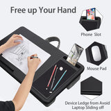 Portable Laptop Desk with Device Ledge, Mouse Pad and Phone Holder for Home Office (Black, 40cm) - 45-Degree Angle