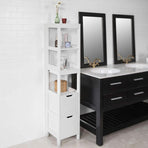 Freestanding Tall Cabinet with Standing Shelves and Drawers