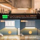 54 LED Rechargeable Under Cabinet Night Lighting for Kitchen and Bedroom (Silver and Yellow Light) - Side View