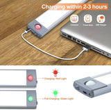54 LED Rechargeable Under Cabinet Night Lighting for Kitchen and Bedroom (Silver and Yellow Light) - 45-Degree Angle