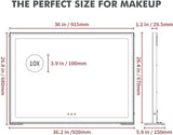 Large Hollywood Makeup Mirror 3 Modes Lighted and Smart Touch Control (92 x 68 cm) - Side View
