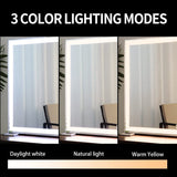Large Hollywood Makeup Mirror 3 Modes Lighted and Smart Touch Control (92 x 68 cm) - 45-Degree Angle