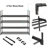 Multi-Functional 4-Tier Metal Shoe Rack for Up to 20 Pairs  Space-Saving Organizer in Black (80cm)