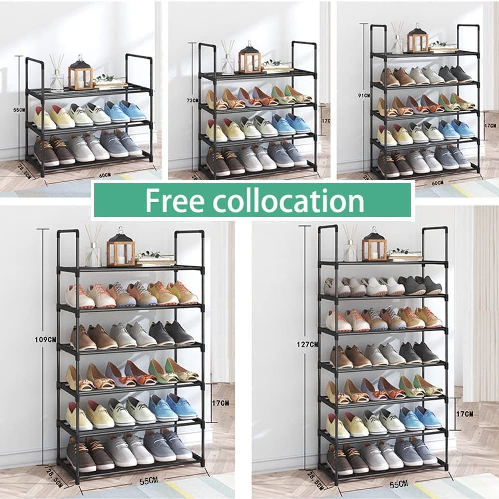 Multi-Functional 4-Tier Metal Shoe Rack for Up to 20 Pairs – Space-Saving Organizer in Black (80cm)