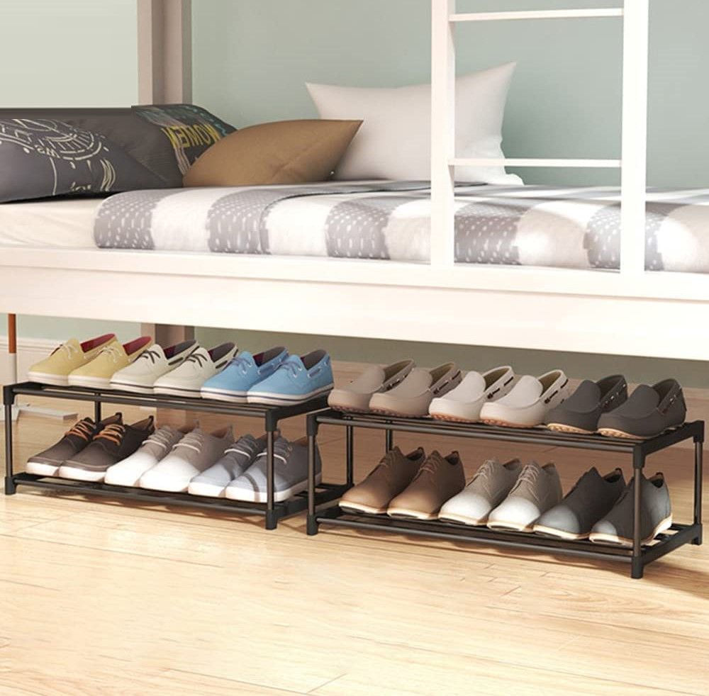 Multi-Functional 4-Tier Metal Shoe Rack for Up to 20 Pairs – Space-Saving Organizer in Black (80cm)