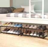 Multi-Functional 4-Tier Metal Shoe Rack for Up to 20 Pairs – Space-Saving Organizer in Black (80cm) - Close-Up Angle
