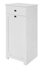 White Bathroom Cabinet with Laundry Basket and Drawer - Top-Down View