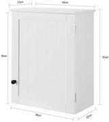 White Wall Cabinet with Door 40x52cm - Side View