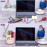 360 degree rotating multi-functional pen holder with 3 separate layer for office desk organiser (Pink) - Top-Down View