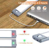 54 LED Rechargeable Under Cabinet Night Lighting for Kitchen and Bedroom (Sliver and White Light) - 45-Degree Angle